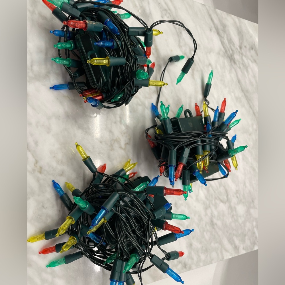Set of three battery operated red lights